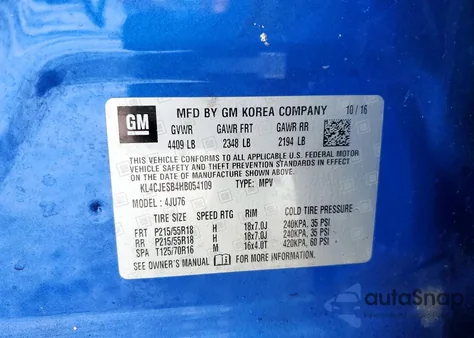 2017 Buick Encore Preferred z USA, uszkodzony, nr VIN KL4CJESB4HB054109